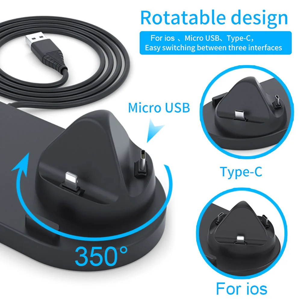 Беспроводное зарядное устройство DCAE 6 в 1 док-станция для iPhone/Android/Type-C USB телефонов