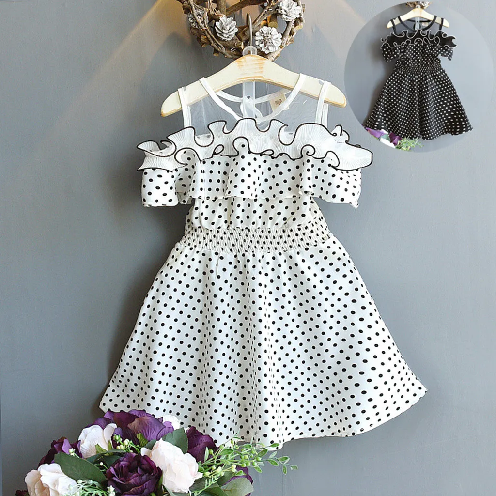 

Girl Casual Dress 2021 Toddler Kids Baby Girls Summer Dress Ruffled Dot Printing Party Pageant Princess Dresses Vestidos 2t-7t