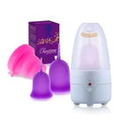 Менструальная чаша, Copa менструальная Органическая 4 шт. с стерилизатором менструальной чаши, 2 шт. чашки для периода и складная силиконовая чаша