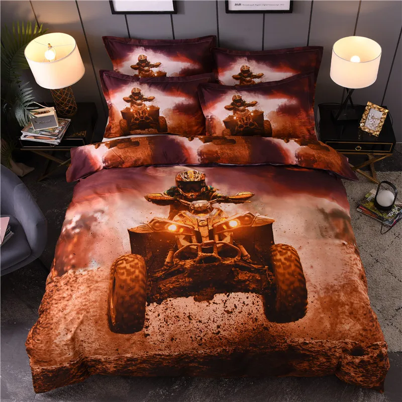 

1314 Personalized Fashion Selling 3D Home Textile Extreme Sports Surfing Cross-country Bedding Set of Three Bedding Set