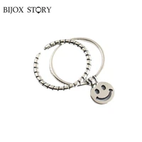 bijox story smile silver open ring for women real 925 sterling silver vintage geometric anniversary engagement fine jewelry