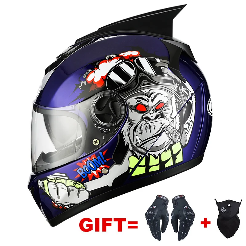 Бесплатная доставка 2 подарка мотоциклетный шлем на все лицо для взрослых