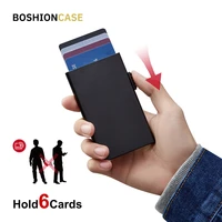 boshioncase rfid aluminum wallet slim push down pop up business card holder travel id case metal cardholder porte carte bancaire