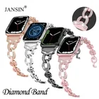 Браслет металлический Алмазный для Apple Watch Series 7 41 мм 45 мм 40 мм 38 мм, ремешок для iWatch 4 5 6 SE Band 42 мм 44 мм, женский браслет