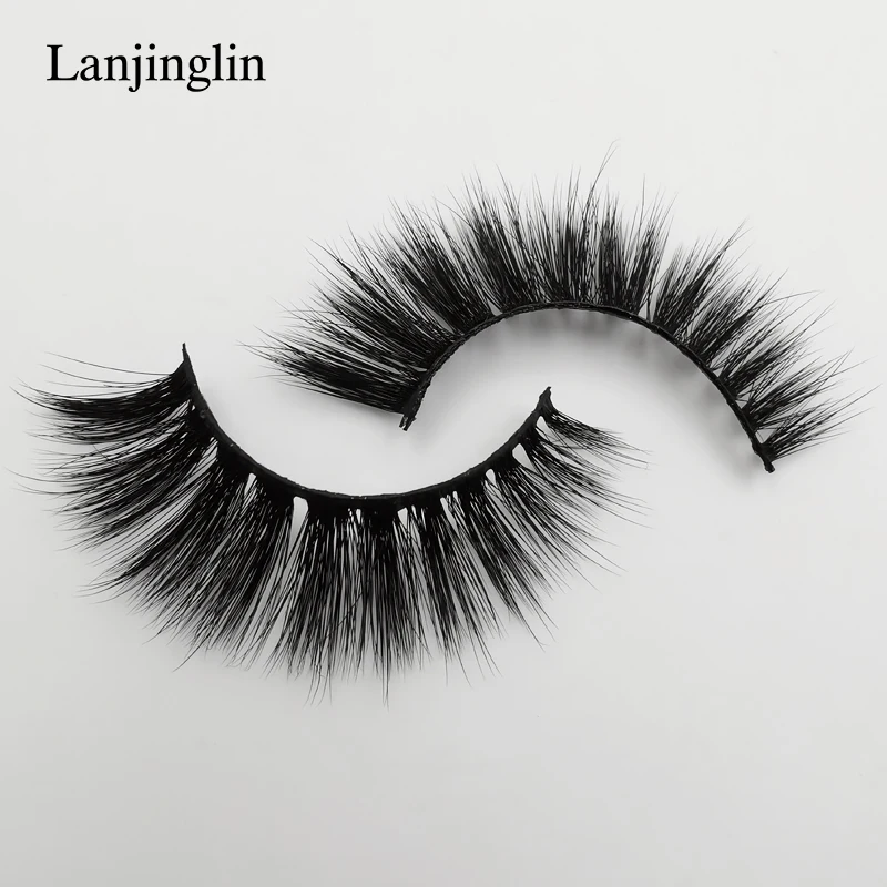 LANJINGLIN, 1 пара, 3d, норковые ресницы, ручная работа, Полоска, ресницы, накладные натуральные, искусственные ресницы, норковые ресницы, безвредный макияж