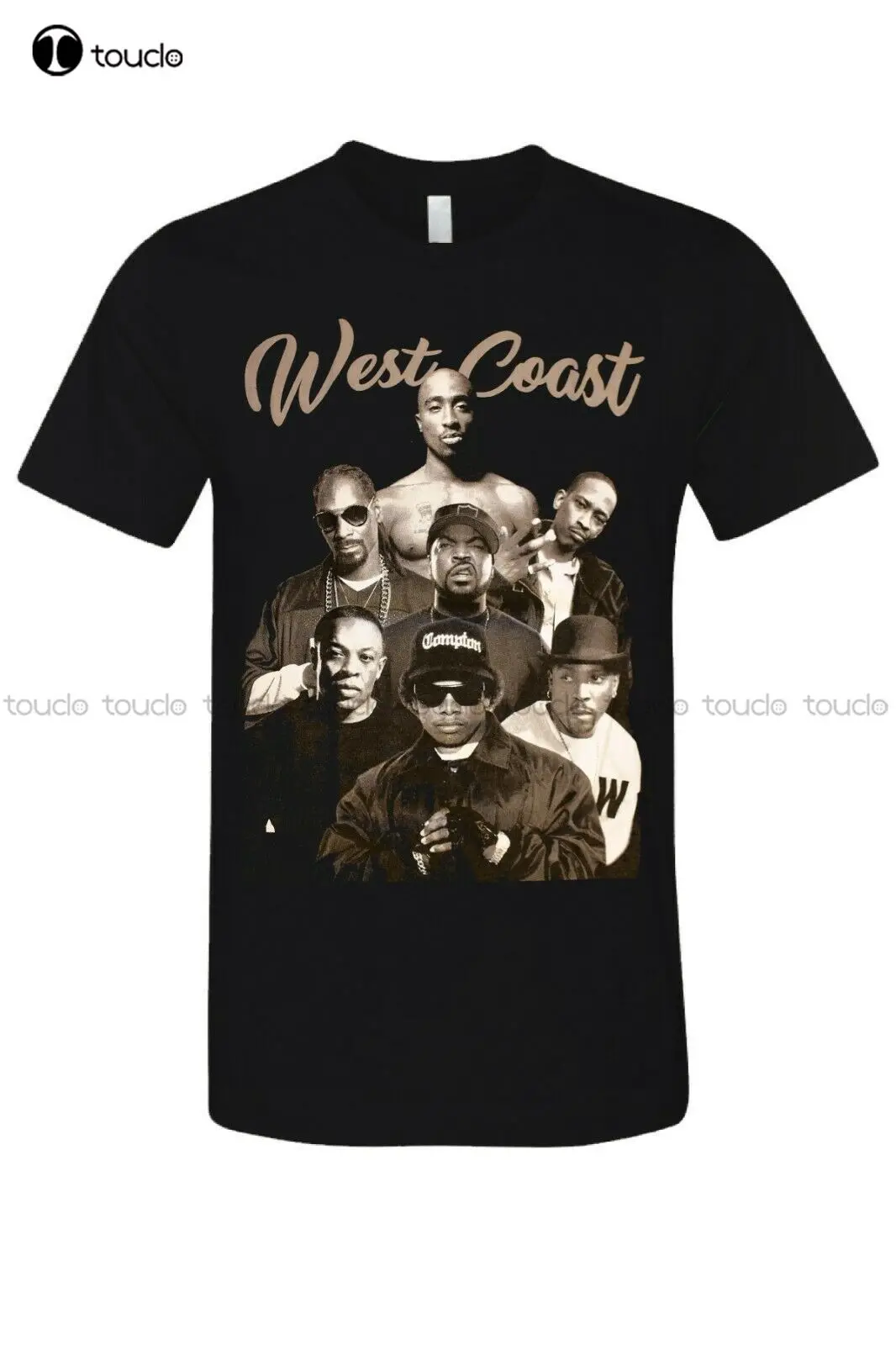 

West Coast Hip Hop Legends 2Pac & Compton Rappers Urban Graphic T-Shirt New Blk Unisex Women Men Tee Shirt