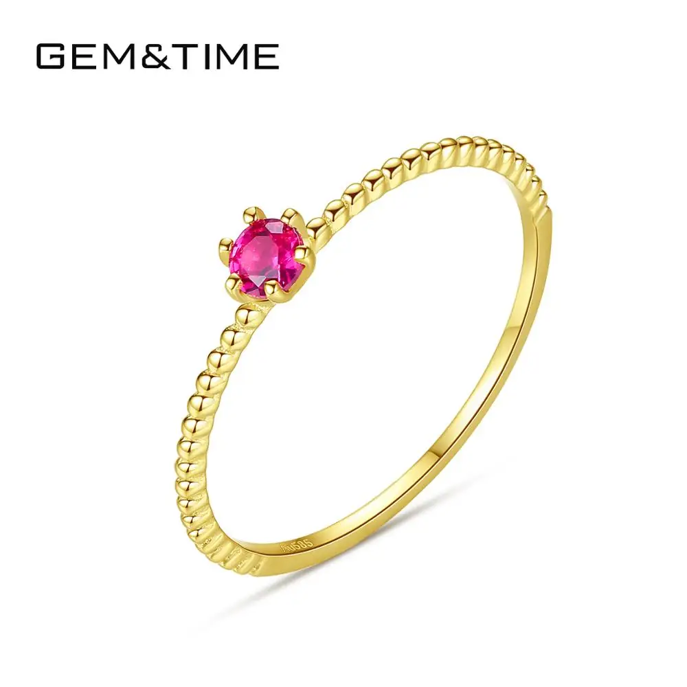 Gem&Time, простые классические ювелирные изделия из чистого золота, 14 к золотые кольца для женщин, Свадебные обручальные ювелирные изделия, Anel De Ouro Pur Au585, подарки R14139