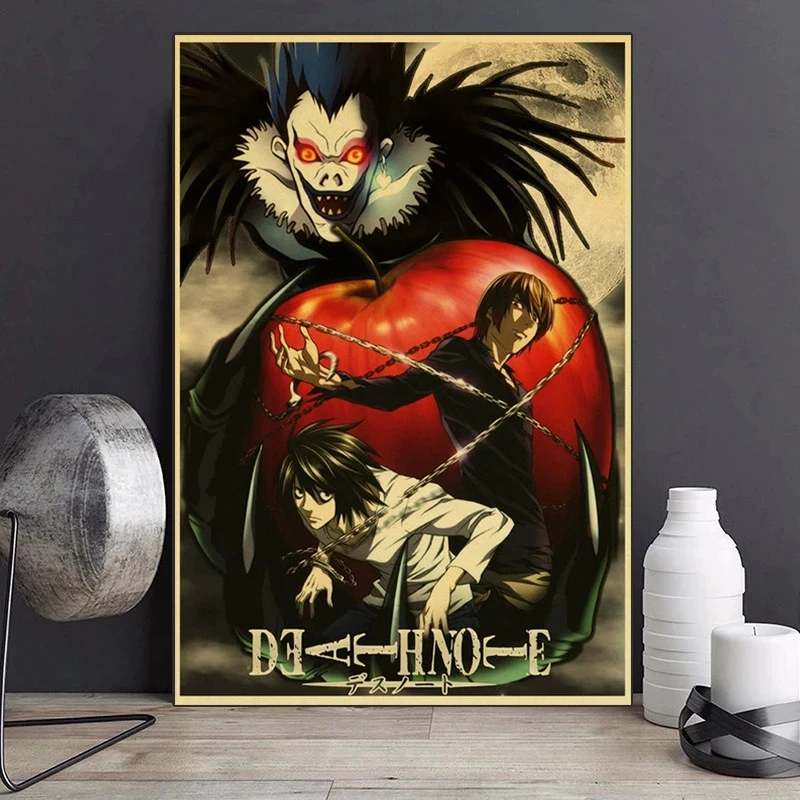 

Classic Anime Series Death Note Poster Retro Canvas Painting Poster Bar Room Decoration Painting Art Wall Stickers