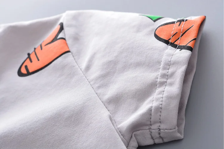 Летняя Детская Хлопковая одежда для мальчиков и девочек футболка с морковкой