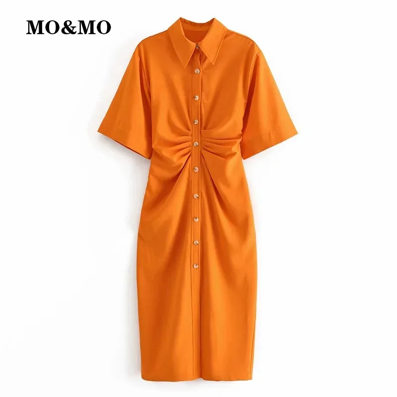 

MO&MO-2021 hot summer new style wind-lapel ruffled decorative shirt temperament women's dress