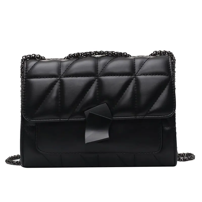 

Chain Brand Designer PU Leather Crossbody Bags for Women 2021 Simple Branded Trending Chain Shoulder Bag Lady Small Handbags