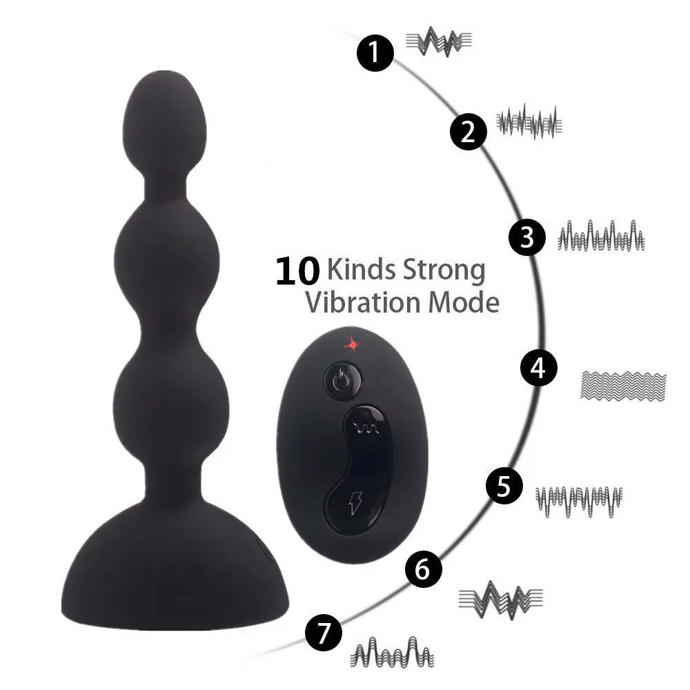 Anal Vibrator Sex Toys For Women Vibrating Beads Plug 10 Speeds Prostate Massager Wireless Remote Control G-spot Vibration | Красота и