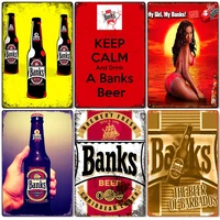 drink banks beer vintage metal tin sign pub club bar home decor caribbean beer retro poster my girl my banks wall sticker zss71