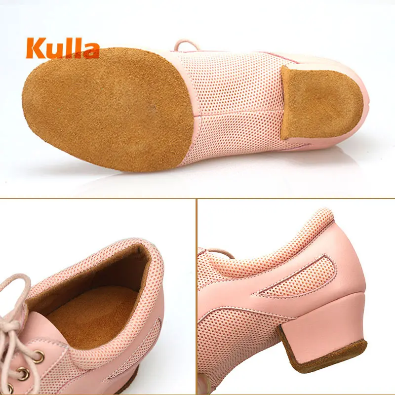 Женская обувь для джаза и латиноамериканских танцев розовая Обувь бальных