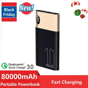 high capacity 80000mah fast charging power bank digital display portable charger external battery for xiaomi iphone samsung free global shipping