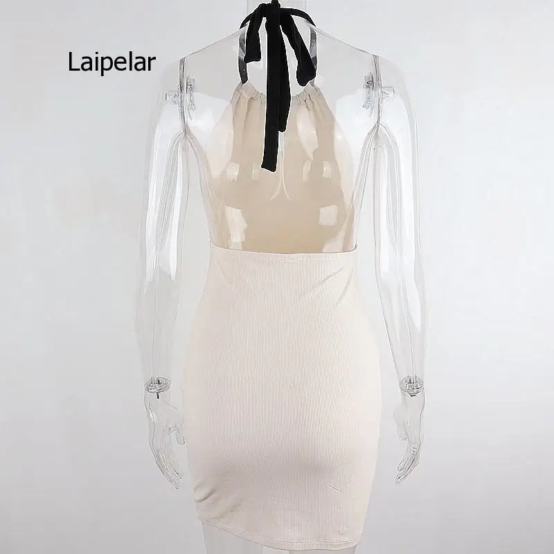 

2021 Summer Beach Wear Sexy V-Neck Tie Backless Buttocks Simple Design Short Dress