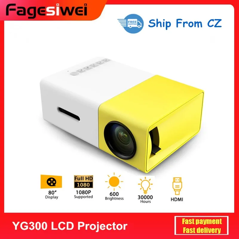 

YG300 LCD Projector Full HD 1080P 320x240 Pixels Mini Home Theather Cinema 600 lumen YG-300 Projector For Video Media Player