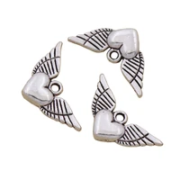 angel heart wings spacer charm 18pcs antique silver pendants alloy handmade jewelry diy l189