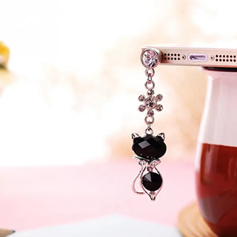 3,5 мм Jack Rhinestone Cat пылезащитный колпачок для наушников легкая пробка для Iphone для samsung Аксессуары для мобильных телефонов