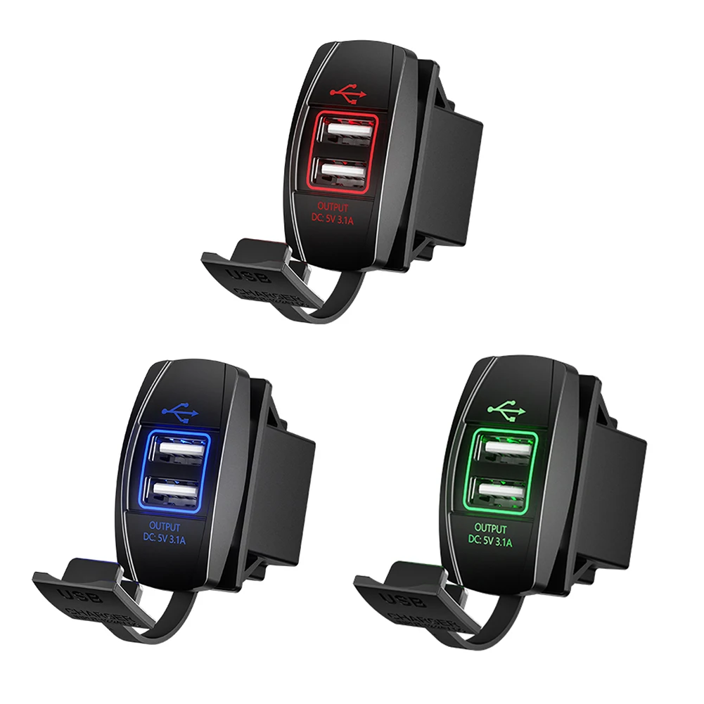 

Dual USB Socket Car Charger with Cover Easily Installation Personal Car F1 3.1A Elements for 12-24V Car Boat Motorcycle