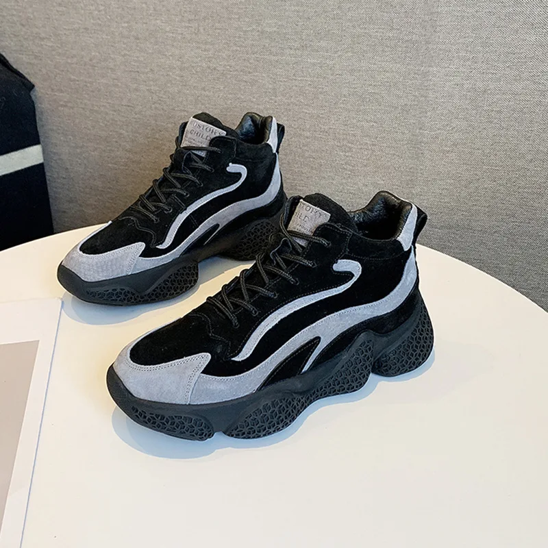 

Timalina Spring/autumn Women Sneakers Non Slip Damping Sport Shoes Outdoor Round Toe Flat With Warm Women Shoes