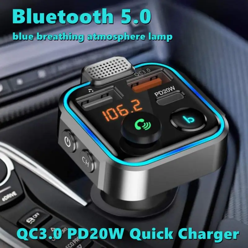 

FM-трансмиттер автомобильный с поддержкой Bluetooth 5,0 и двумя USB-портами