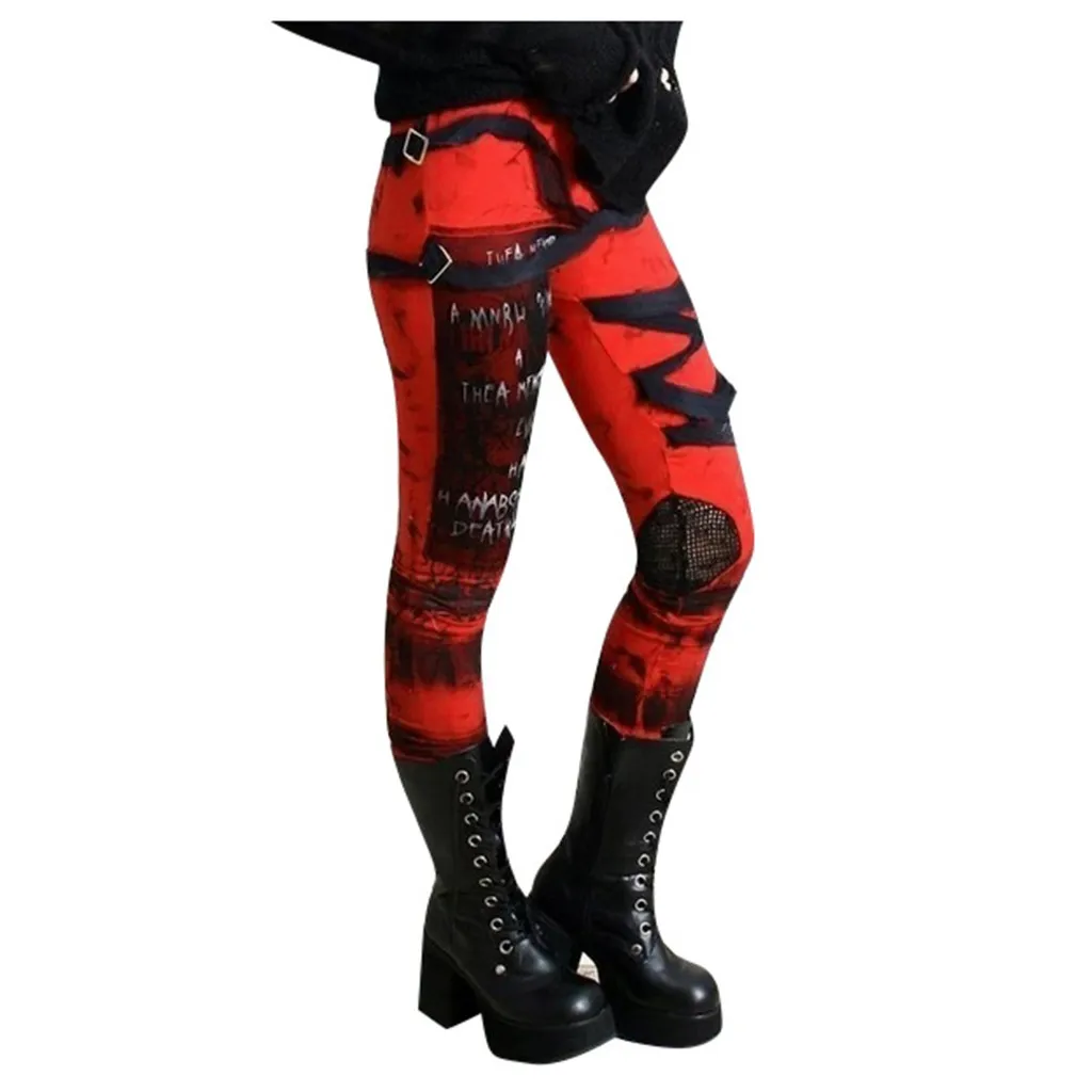 

Women's Hot Sexy Cool Ultra Free dropshipping Gathered Pants Gothic Rocker Distressed Punk Tie Leggings