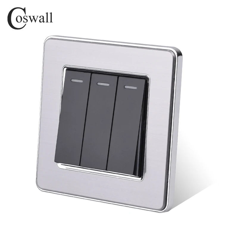 Coswall 3 Gang 1 Way роскошный светильник настенный выключатель панель из нержавеющей