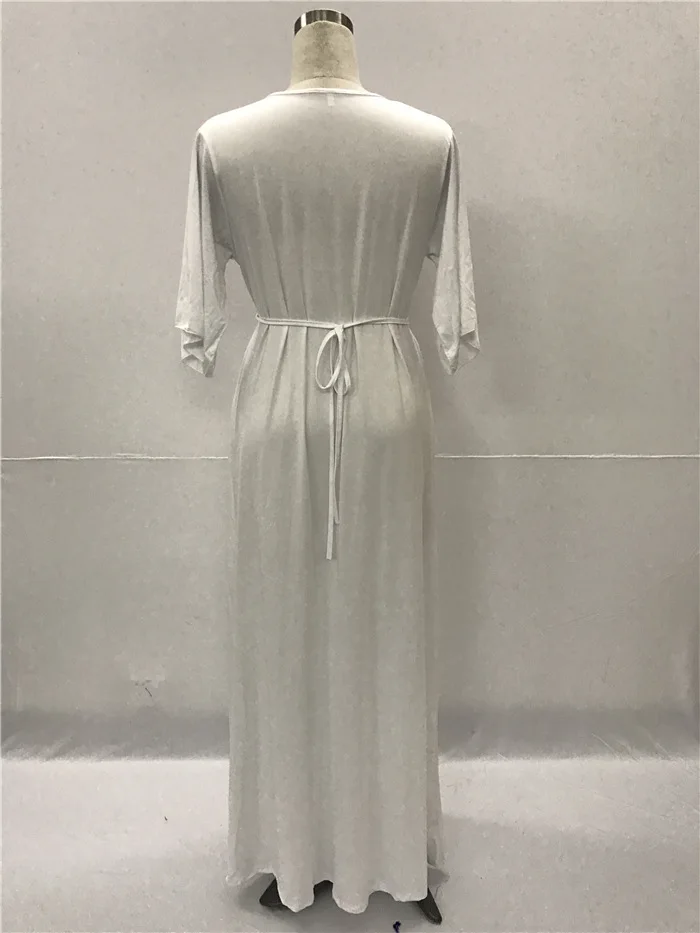 

summer solid maxi abaya plus size short sleeve women dress lace up waist african dashiki ramadan kaftan robe EID gown VKDR2144