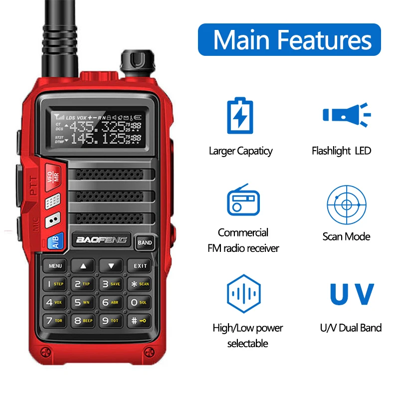 baofeng uv 5r plus walkie talkie long range 10w tri band portable radio for hunting 30 km upgrade of uv 10r dual band uhf vhf free global shipping