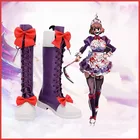 Сапоги для косплея горничной в стиле камень аниме, костюм горничной с высокой посадкой, костюм для косплея, фиолетовые платья, обувь для женщин на Хэллоуин