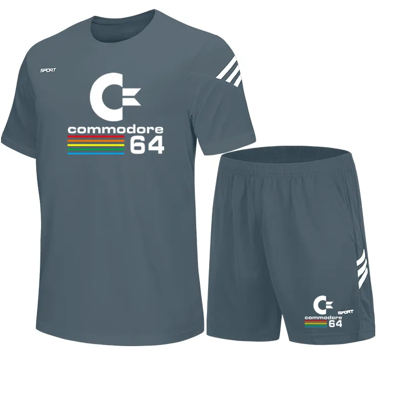 

2021 summer new short-sleeved track suit men's T-shirt + sports shorts suit casual fitness T-shirt running pants two-piece suit