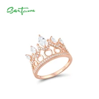 santuzza silver ring for women pure 925 sterling silver rose gold color royal crown wedding engagement anillos fine jewelry