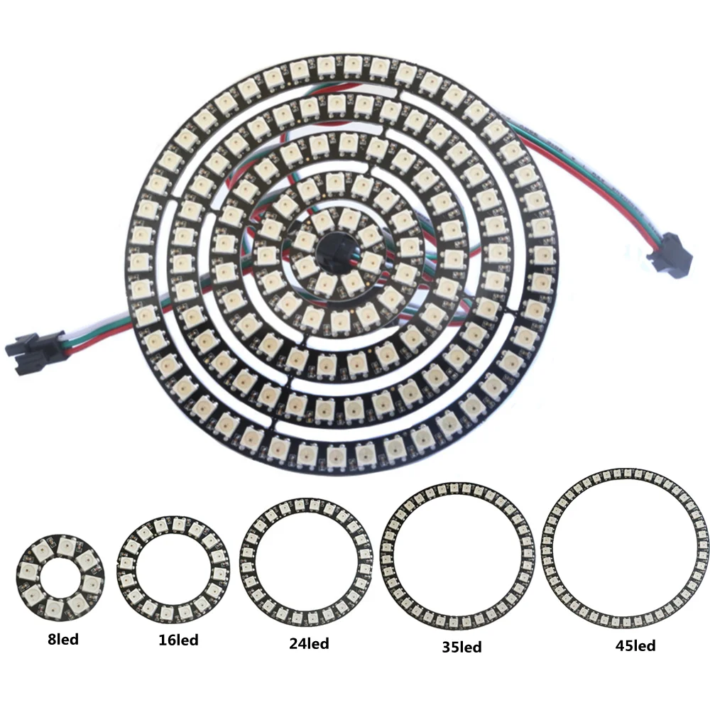 WS2812 пиксельное светодиодное кольцо 5050 RGB WS2812B IC встроенный индивидуально