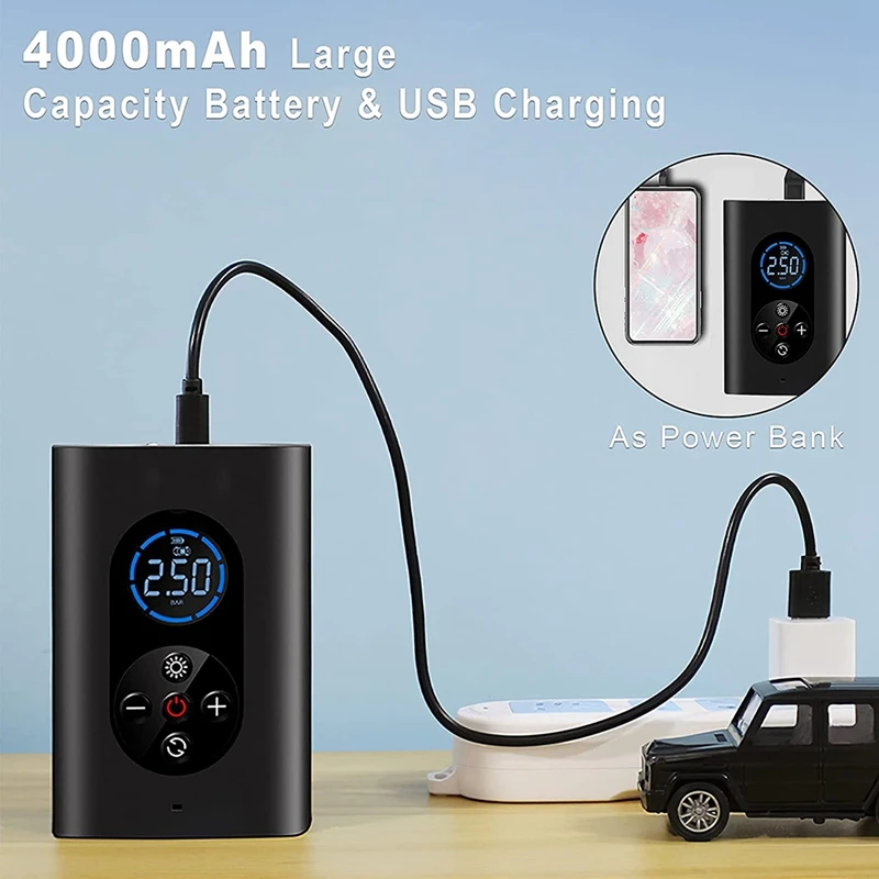 Online Inflador De Neumáticos Portátil, Bomba Para Bicicleta Eléctrica, Compresor De Mano, Con Pantalla LCD, Luz LED De Emergencia