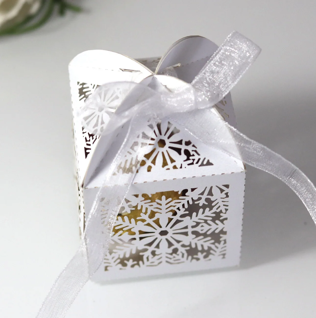 Полый Рождественский Конфета Снежинка коробка с лентой шоколад Свадебная