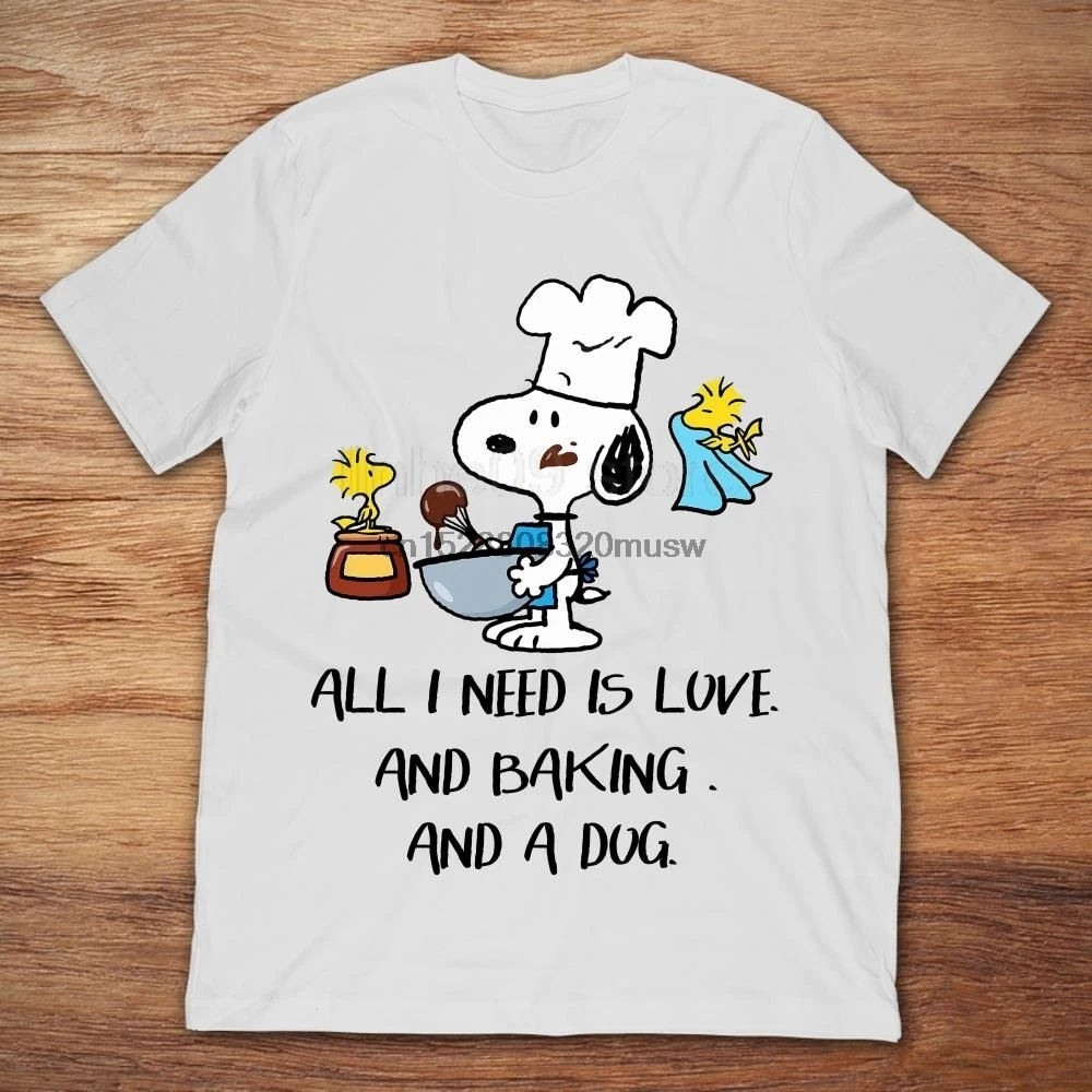 Бренд Peanuts все что мне нужно это любовь и выпечка собака футболка мужская с