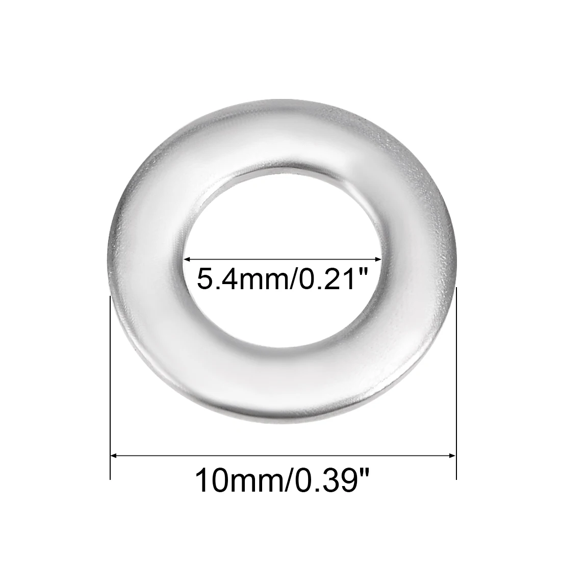 

uxcell 100 Pcs 10mm x 5.4mm x 1.8mm 304 Stainless Steel Flat Washer for Screw Bolt