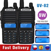 2pcsset baofeng uv 82 walkie talkie dual ptt uv 82 portable two way radio uv82 10km hunting fm transceiver vhf uhf ham cb radio