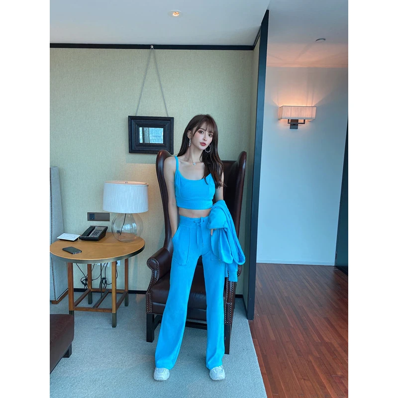 Комплект Спортивный Женский однотонный с капюшоном и штанами весна-лето XS-XL