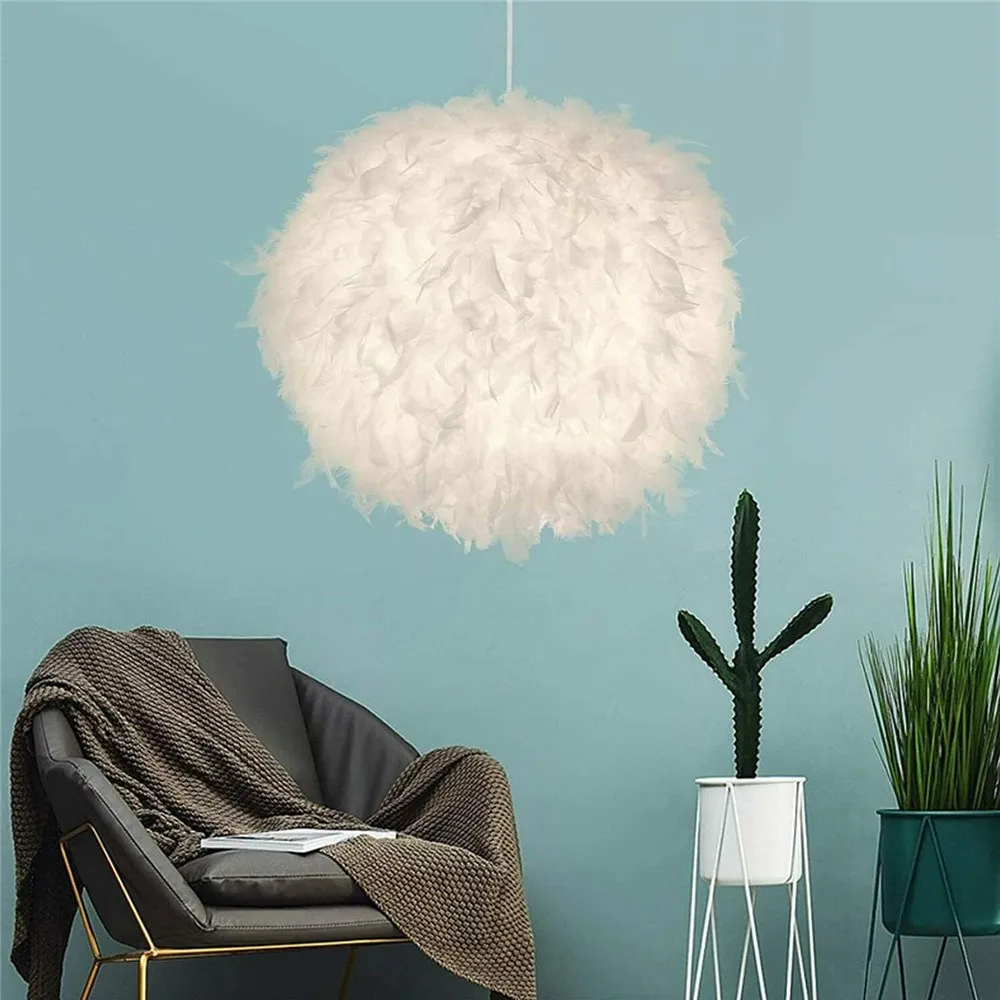 

220v Modern Pendant Ceiling Lamp Feather Ceiling Droplight Bedroom Study Room Decoration Creative Chandelier Hanging Lamp