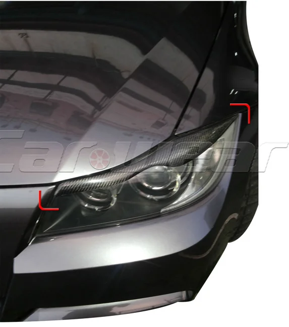 100% Настоящее углеродное волокно фары Брови Веки для 2005 2011 BMW E90 E91 4DR|Наклейки на