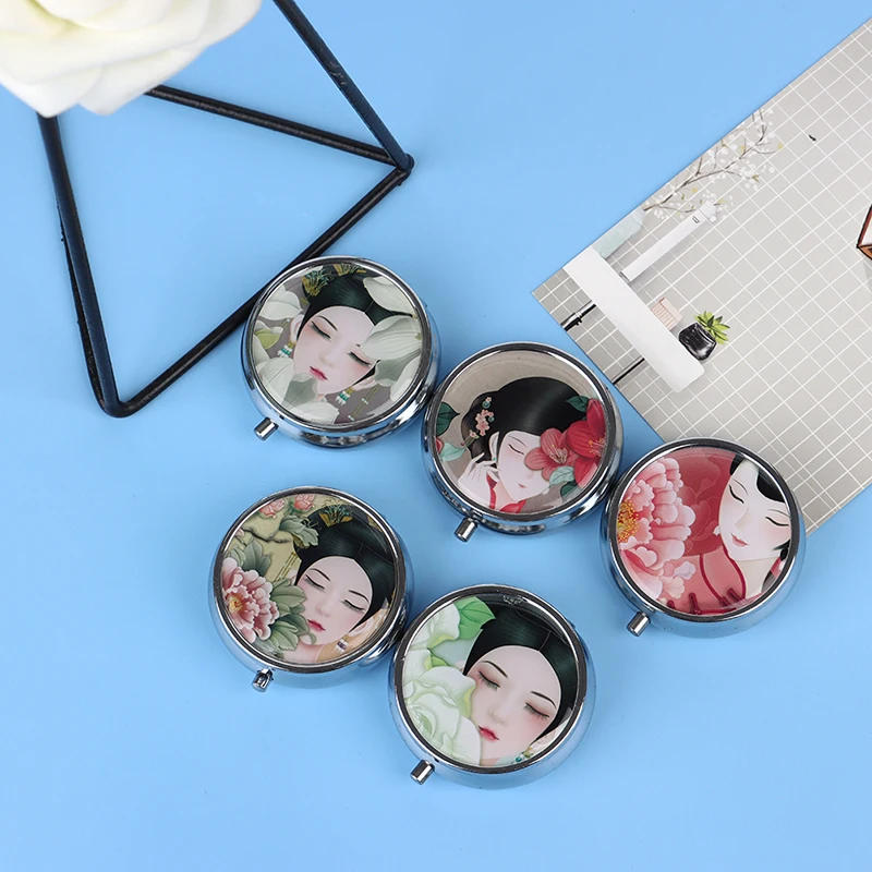 

3 Cell Metal Round Silver Tablet Pill Boxes Holder Silver Pill Boxes Small Case Tablet Container Metal Round Medicine Case