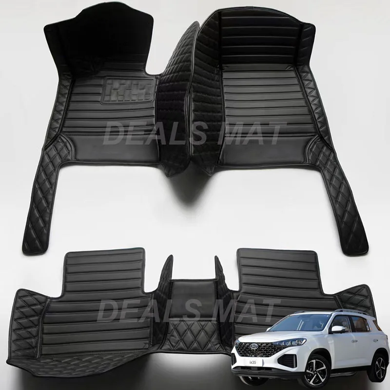 

Luxury Leather 3D interior Parts Custom Car Mats With Pockets Floor Carpet Rugs For Hyundai ix35 2010 2011 2012 2013 accessories