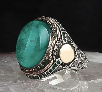 

Серебряное мужское кольцо 925k, мужское кольцо ручной работы, натуральное Параиба, ювелирный подарок для мужчин