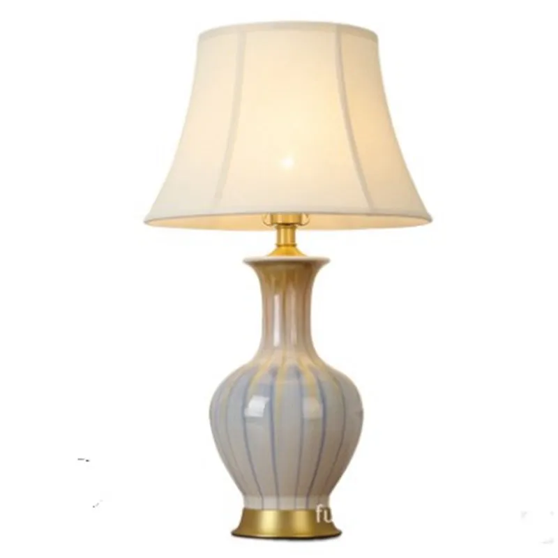 Синие вертикальные полосы на белом керамическом столе лампа для спальни