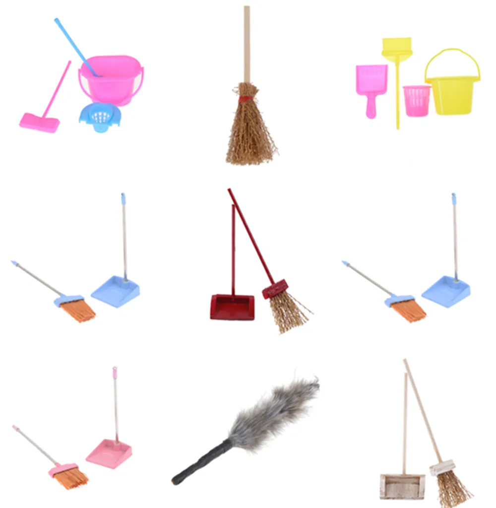 Новинка 1/12 миниатюрный кукольный домик свалки инструмент для уборки дома