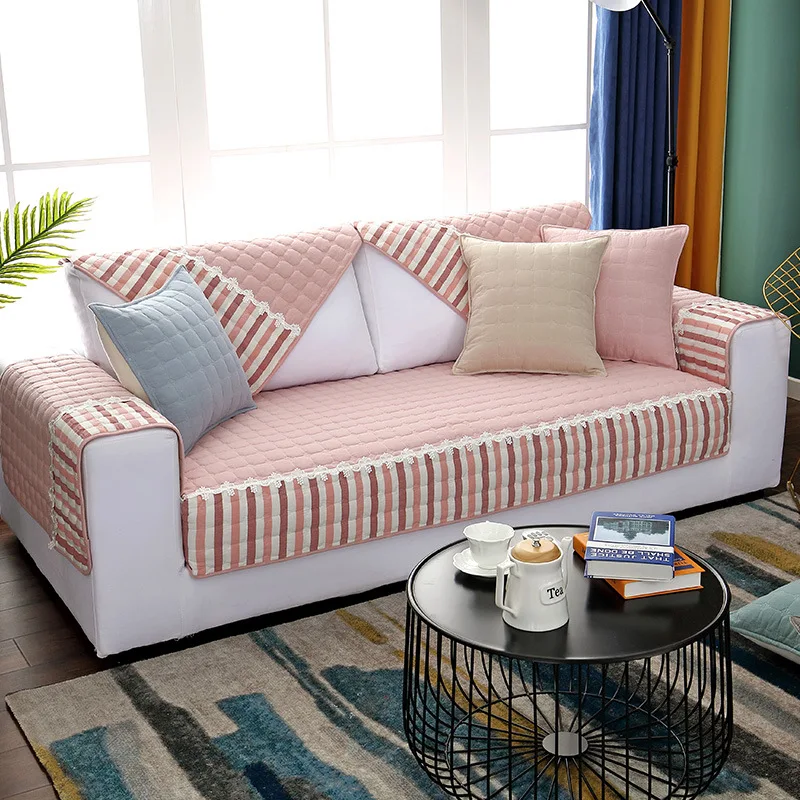 Чехлы для диванов гостиной цветной блок в полоску хлопок наволочка дивана