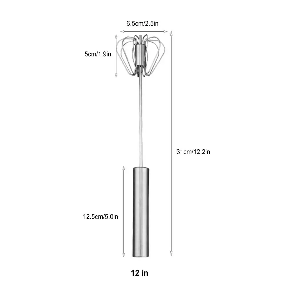 

Stainless Steel WhisksManual Self Turning Whisk Frother Easy And Mixer Cream Whipper Egg Beater 10 Or 12 Inch