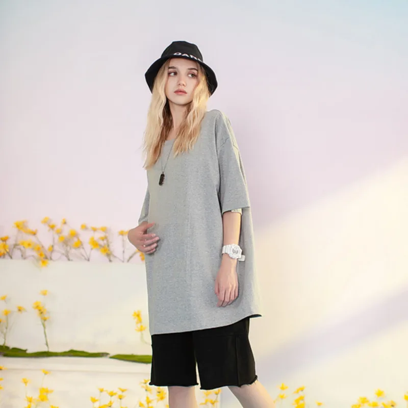 

2021 Summer short sleeve T-Shirt Women Tee Shirt Loose Solid Basic T Shirt Women Casual O-neck Hipster Oversized Tshirt Top 5XL